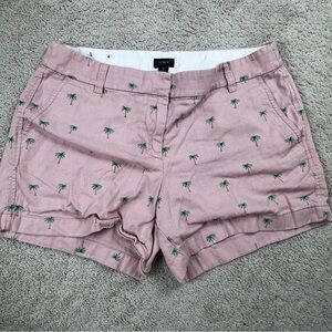 J. Crew Light Pink Cotton Chino Shorts Palm Tree Embroidery Women's Size‎ 8